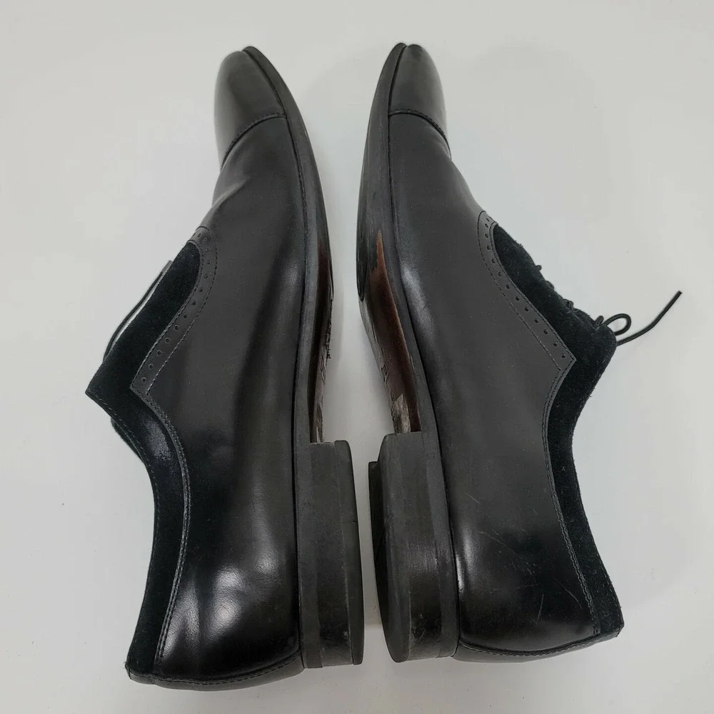 Dune London Resolute Mens Black Leather Suede Cap Toe Oxford Dress Shoes 42 9M